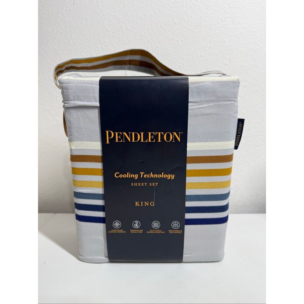 NWT Pendleton Queen Sheet Set Cooling Technology Westland Stripe